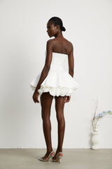 Lucie white petallayered strapless corset mini dress