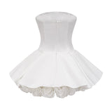 Lucie white petallayered strapless corset mini dress