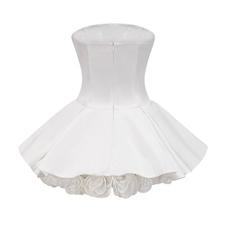 Lucie white petallayered strapless corset mini dress