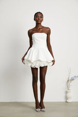 Lucie white petallayered strapless corset mini dress