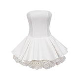 Lucie white petallayered strapless corset mini dress