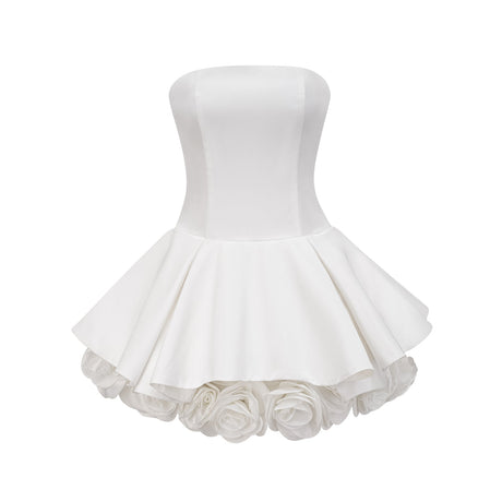 Lucie white petallayered strapless corset mini dress