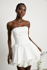 Lucie white petallayered strapless corset mini dress
