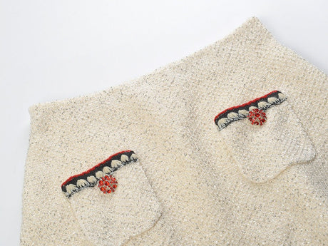 Lucienne Tweed Jacket – Embroidered Trim – Decorative Buttons – Tailored Fit