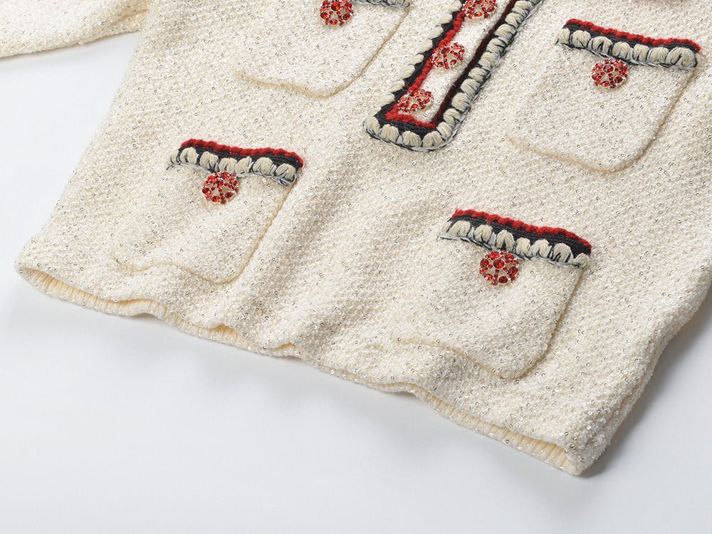 Lucienne Tweed Jacket – Embroidered Trim – Decorative Buttons – Tailored Fit