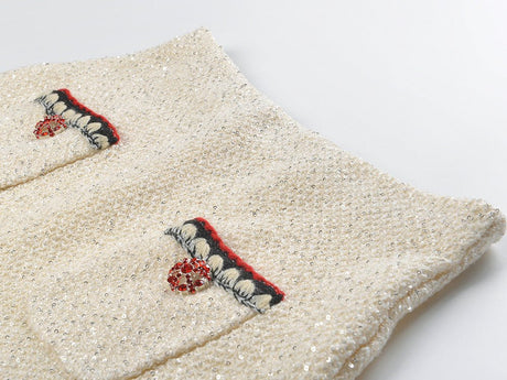 Lucienne Tweed Jacket – Embroidered Trim – Decorative Buttons – Tailored Fit