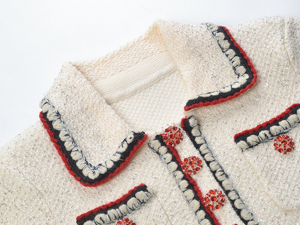 Lucienne Tweed Jacket – Embroidered Trim – Decorative Buttons – Tailored Fit