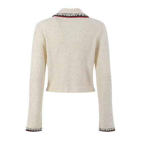 Lucienne Tweed Jacket – Embroidered Trim – Decorative Buttons – Tailored Fit