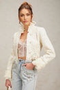 Lucille Jacket White Beaded Ruffle Cropped & Embellished