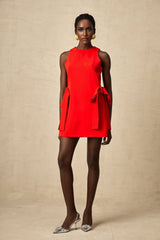 Lucille Mini Dress Red Sleeveless Bow Knot Thigh Length