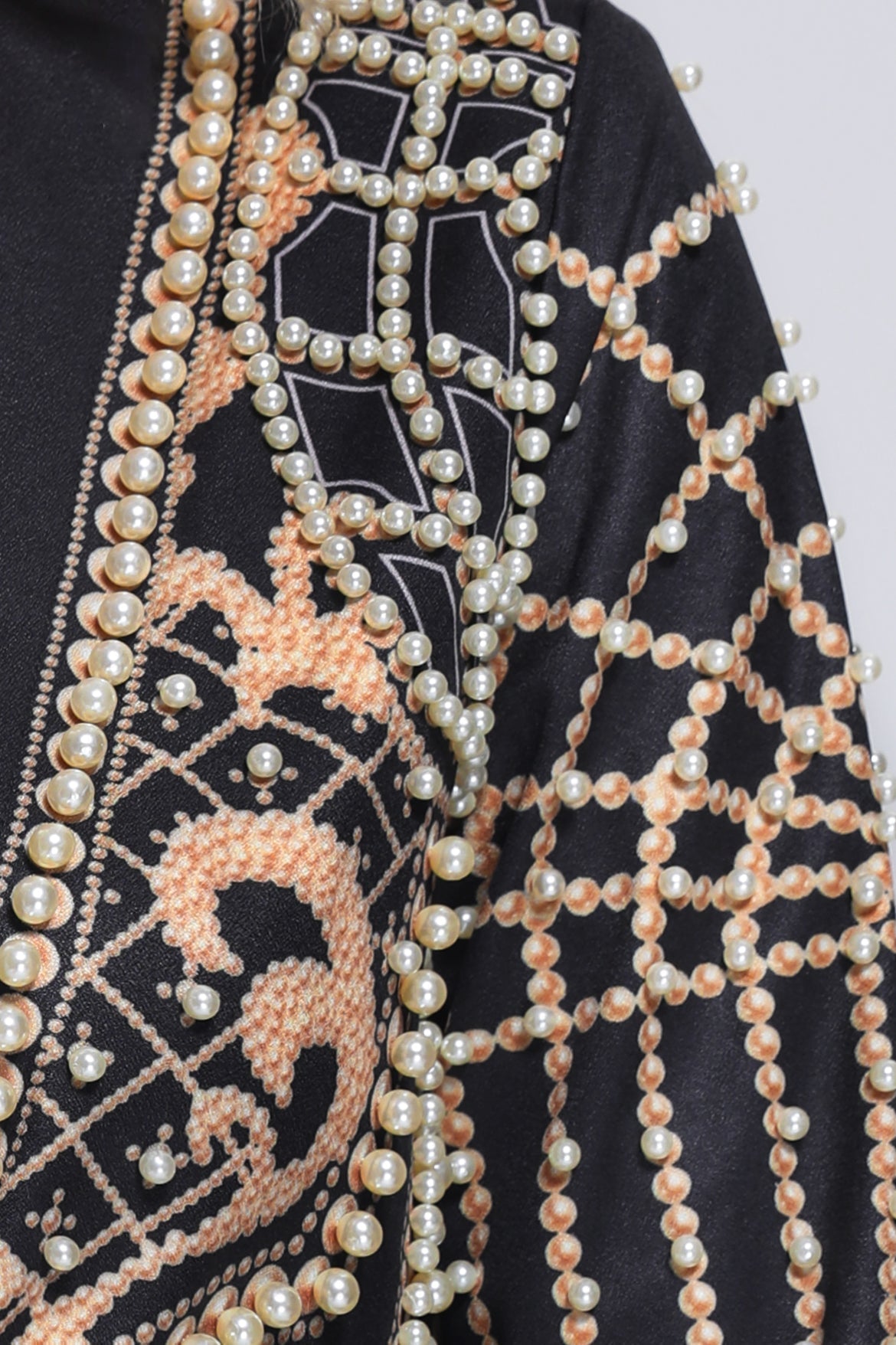 Ludovica Black Blazer Dress with Pearl Detailing and Plunging Neckline for Parties and Events