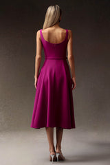 Ludovica Fuchsia Maxi Dress with Belt for Women