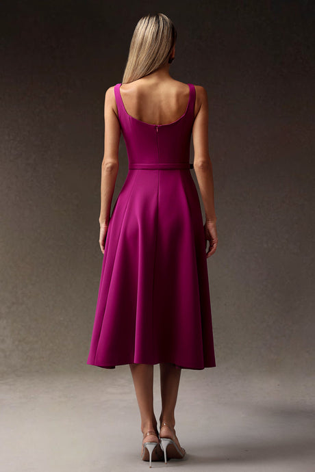 Ludovica Fuchsia Maxi Dress with Belt for Women