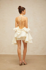 Ludovica Mini Dress with Halterneck and Ruffled Detailing