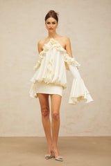 Ludovica Mini Dress with Halterneck and Ruffled Detailing