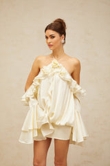 Ludovica Mini Dress with Halterneck and Ruffled Detailing