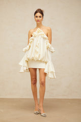 Ludovica Mini Dress with Halterneck and Ruffled Detailing