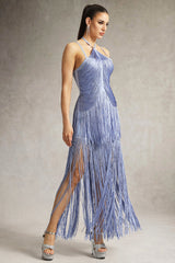 Luigia Purple Fringe Maxi Dress