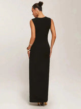 Luisa Maxi Dress - Sweetheart Neckline - Pencil Hem - Bodycon Tank Style - Contrast Lace Detail