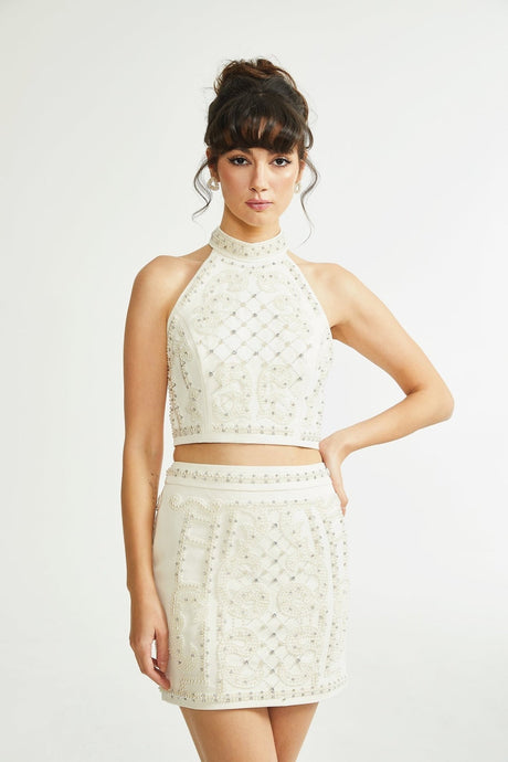 Luna embellished top  skirt matching set