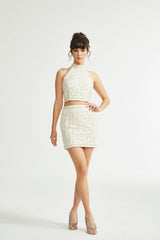 Luna embellished top  skirt matching set