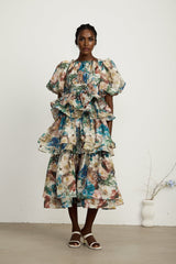 Lylah Floral Tiered Midi Dress