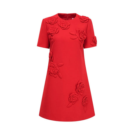 Mackenzie Mini Dress Red Floral Appliqu Short Sleeve Thigh Length
