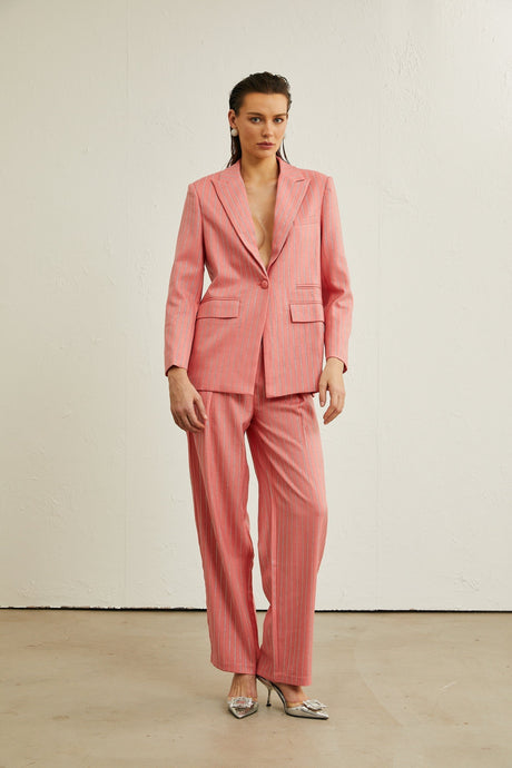 Macy Jacket & Trousers in Vertical Stripe Pattern