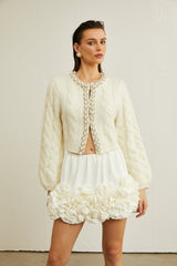 Macy Jacket White Faux Pearl Knit