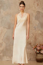 Macy Maxi Dress White Lace Trim Satin Elegant Silhouette Button Fastening