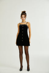 Madalynn Mini Dress Black Bow Sleeveless Bow Detail Straight Hem
