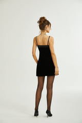 Madalynn Mini Dress Black Bow Sleeveless Bow Detail Straight Hem