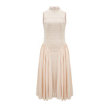 Madalynn Sleeveless Mock Neck Pleated Knitted Midi Dress