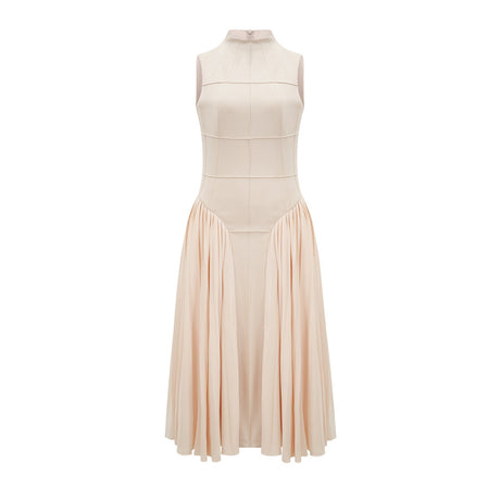 Madalynn Sleeveless Mock Neck Pleated Knitted Midi Dress