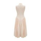 Madalynn Sleeveless Mock Neck Pleated Knitted Midi Dress
