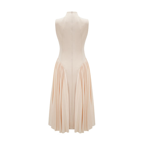 Madalynn Sleeveless Mock Neck Pleated Knitted Midi Dress