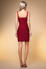 Maddalena Red Bandage Dress with Sweetheart Neckline and Strap Detail