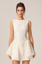 Maddalena White Textured Mini Dress for Special Occasions