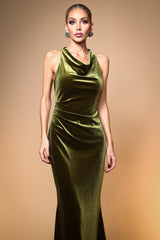 Madeline Green Velvet Maxi Dress