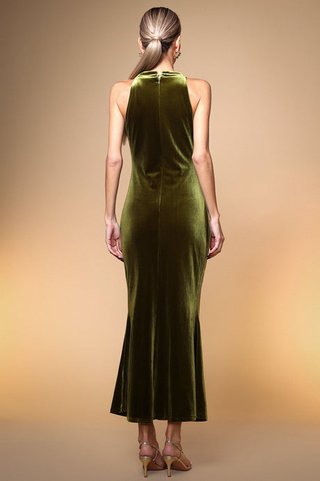 Madeline Green Velvet Maxi Dress