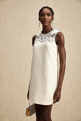 Madeline Mini Dress Madeline White Embroidered Cut Out Beaded
