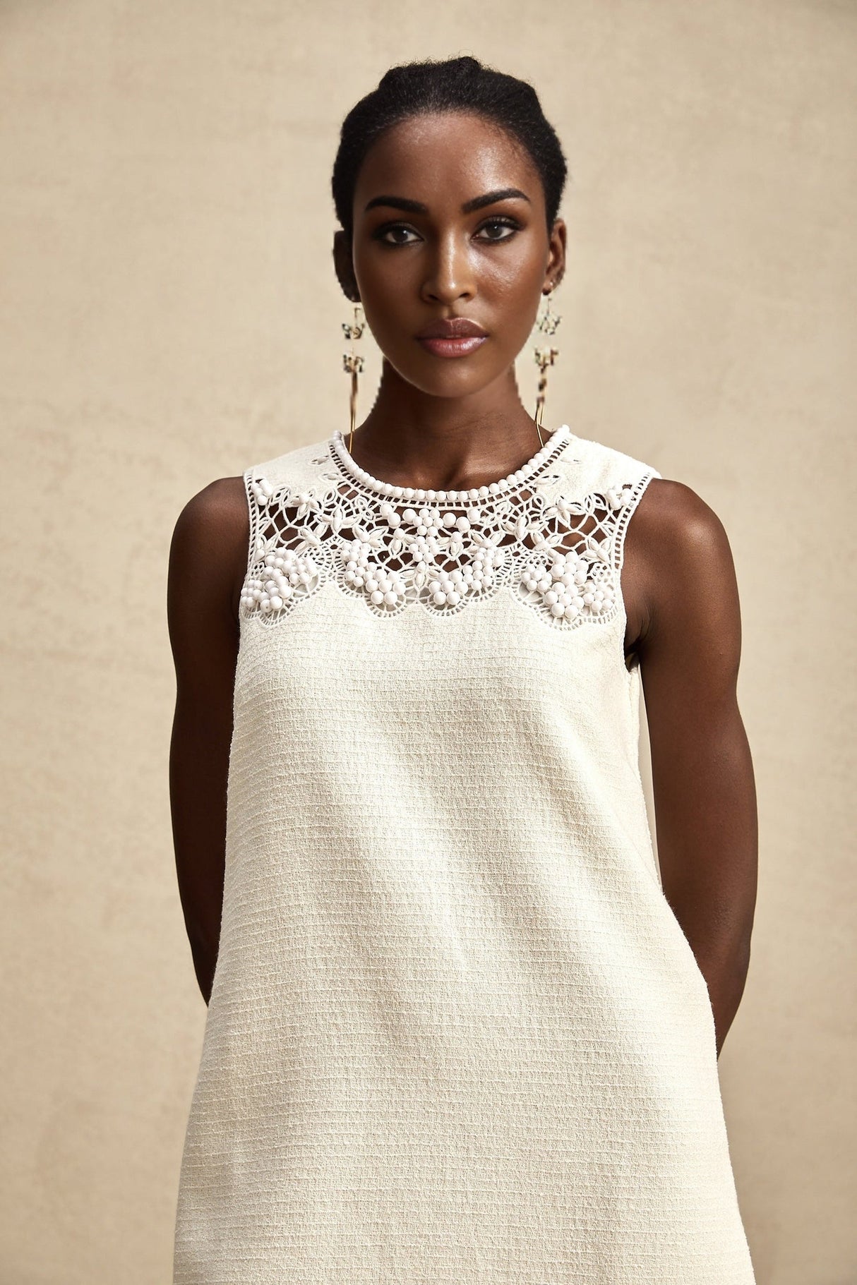 Madeline Mini Dress Madeline White Embroidered Cut Out Beaded