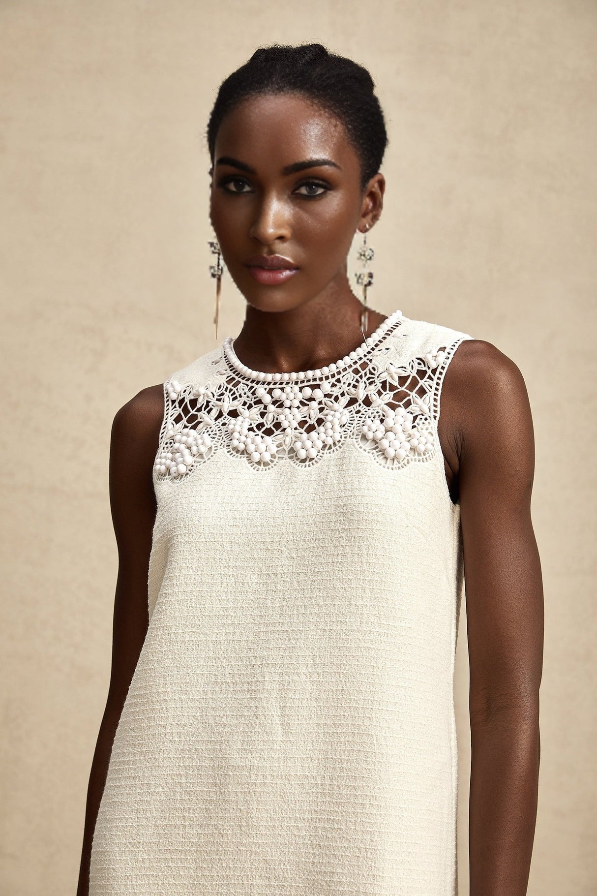 Madeline Mini Dress Madeline White Embroidered Cut Out Beaded