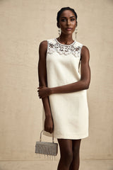 Madeline Mini Dress Madeline White Embroidered Cut Out Beaded