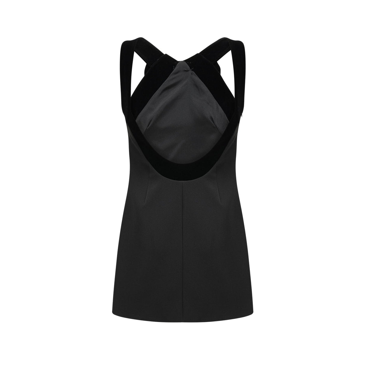 Madelyn Mini Dress Black Wool Velvet Bow Low Back