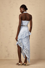Madison Top & Skirt Set with Lace Detail in Blue