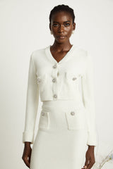 Madisyn Cardigan & Skirt Crystal Button Knit Set
