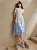 Madisyn Midi Dress - Round Neck - Formal & Evening - Flared Hem - High Waist - Elegant Style
