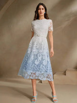 Madisyn Midi Dress - Round Neck - Formal & Evening - Flared Hem - High Waist - Elegant Style
