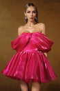 Madisyn Pink Off-Shoulder Flounce Mini Dress